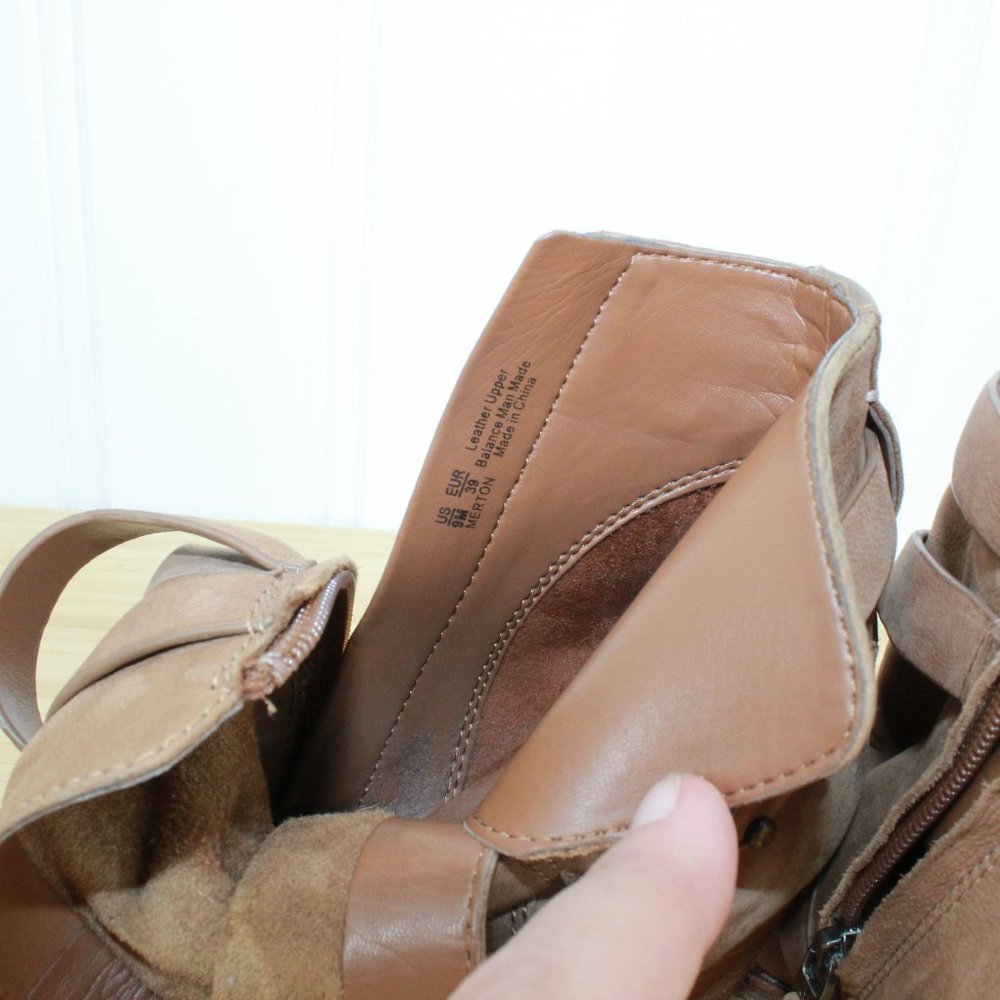 Sam Edelman Merton Brown Suede Nubuck Leather Strap Heeled Boots Size 9 - Picture 12 of 12